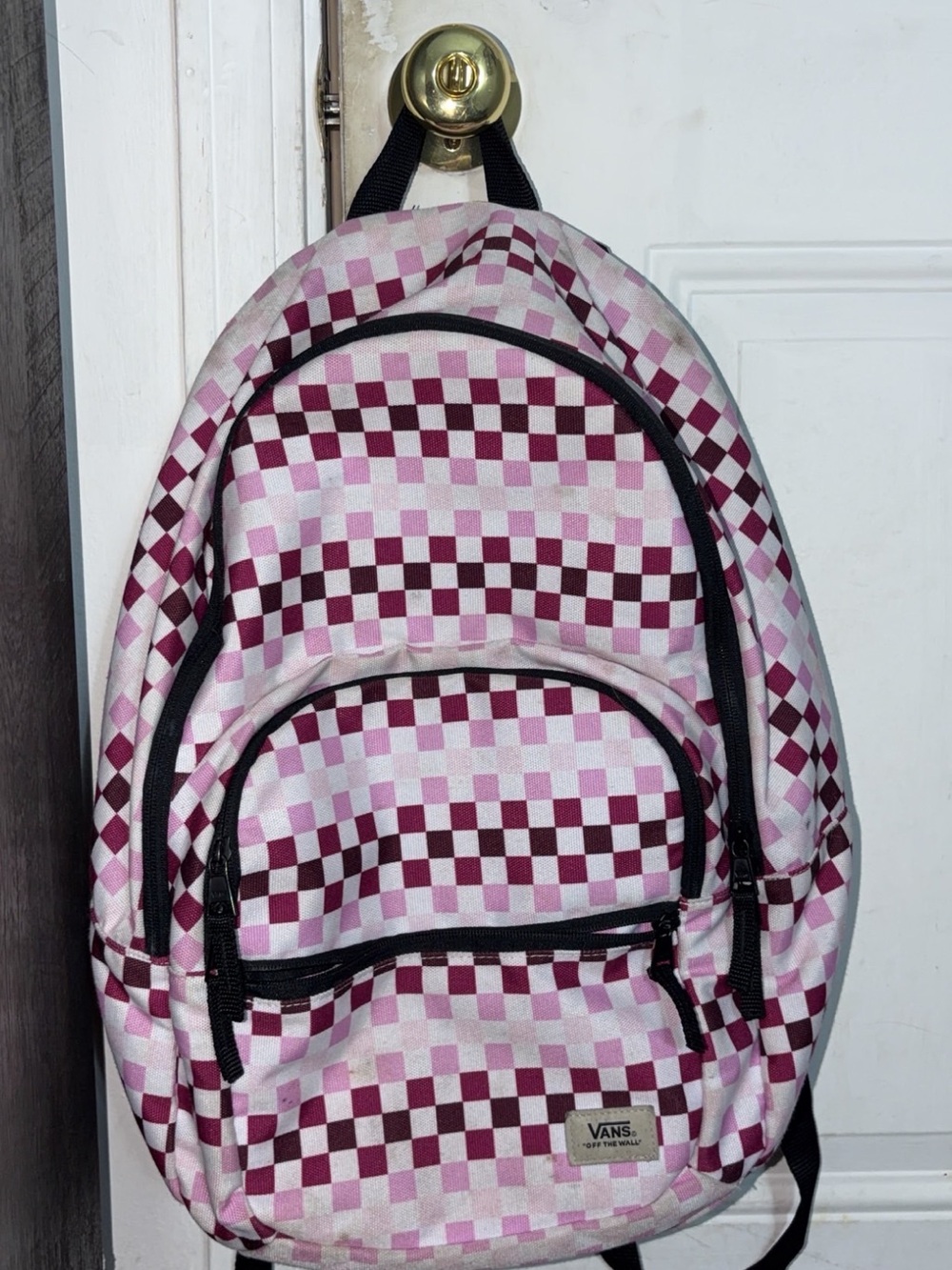 Vans Pink and Maroon Checkerboard Backpack
